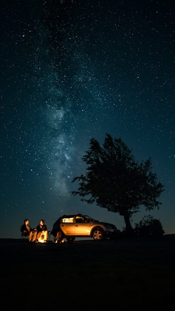 Interior car camping setup converting a vehicle into a mobile home